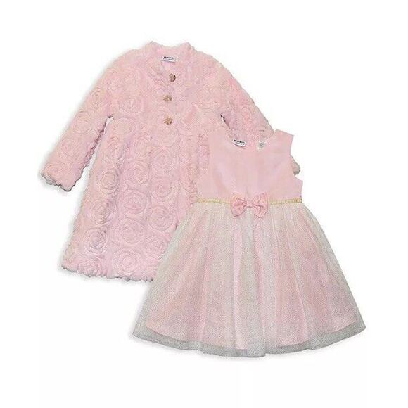 BlueBeri Boulevard Dress & Coat Set Little Girls Toddler 2T NWT Ballet Pink - Picture 2 of 8